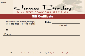 Once received, a Gift Certificate builds a mental Spa experience for the recipient.